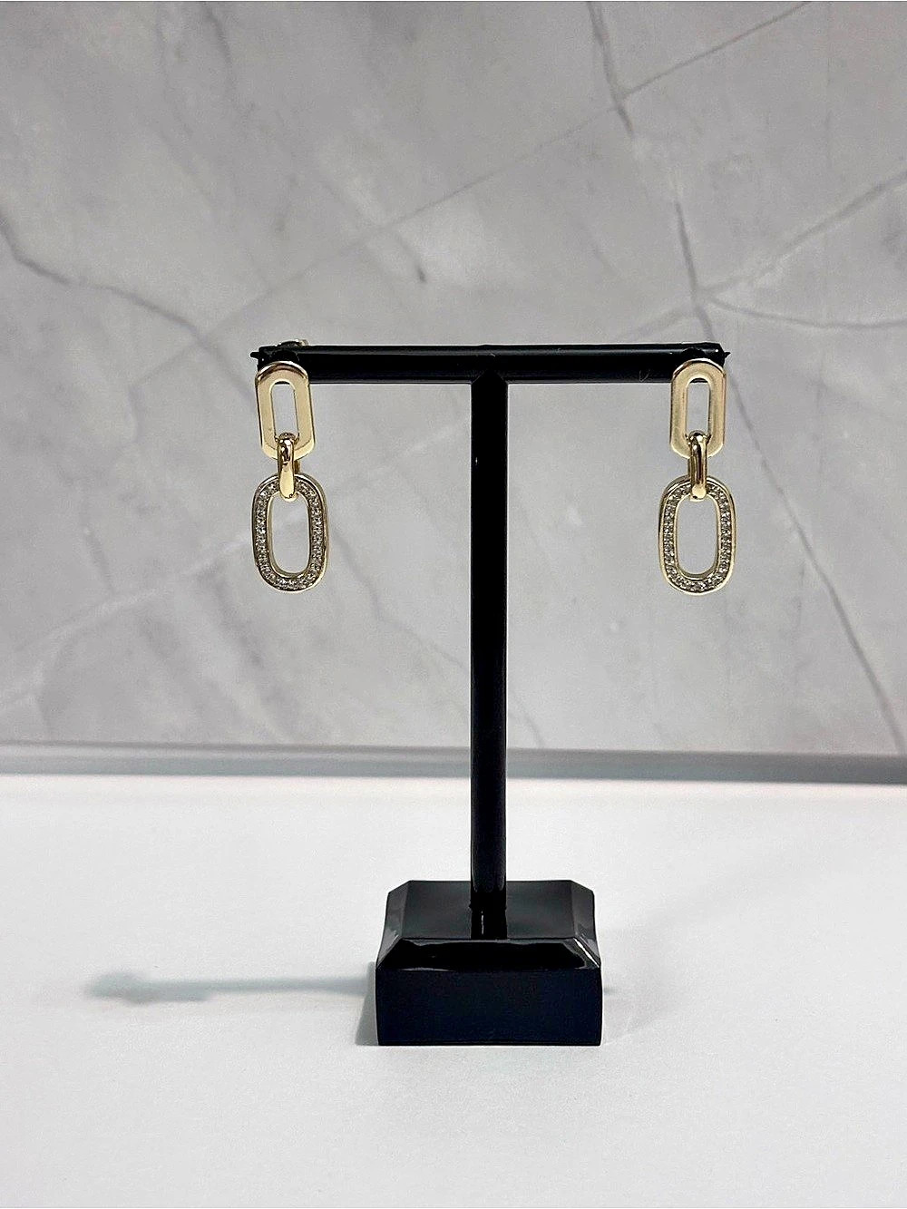 Gold Oval Drop Earrings